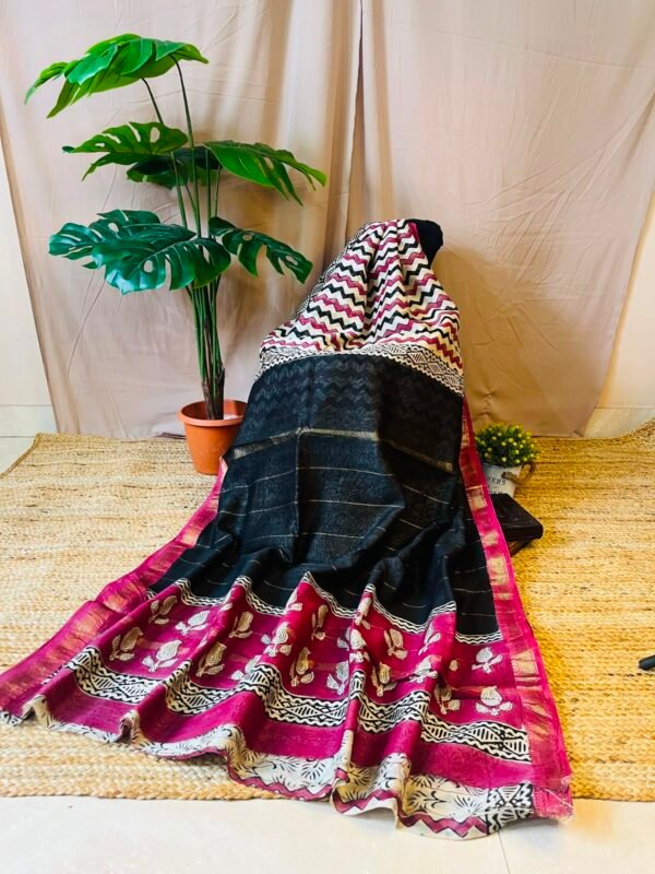 pink & Black with Zig-Zag Pattern Bagru