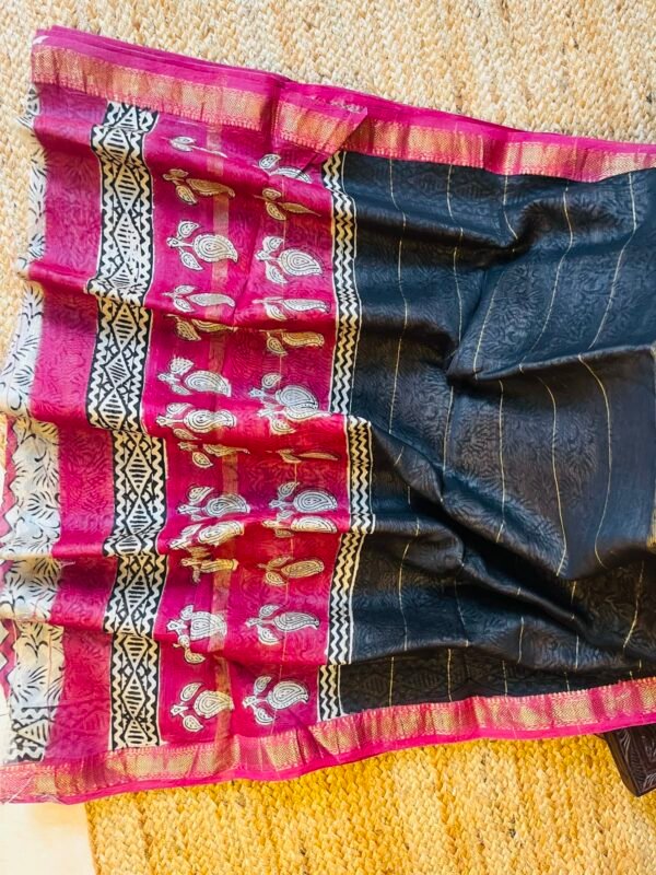 pink & Black with Zig-Zag Pattern Bagru