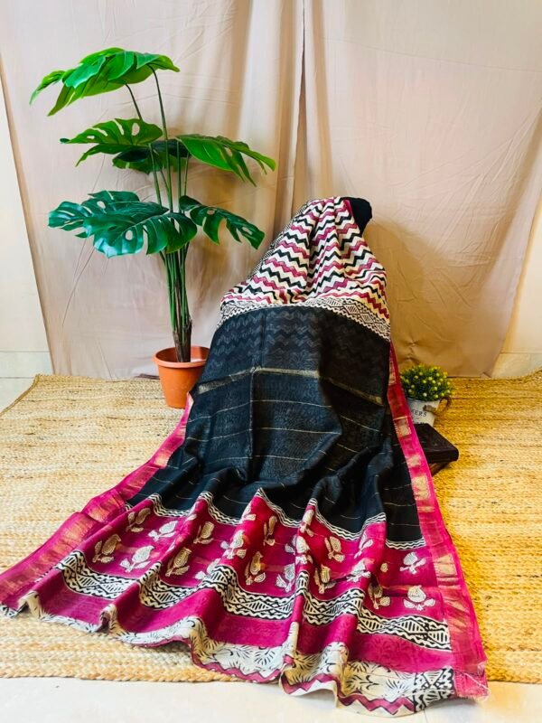 pink & Black with Zig-Zag Pattern Bagru