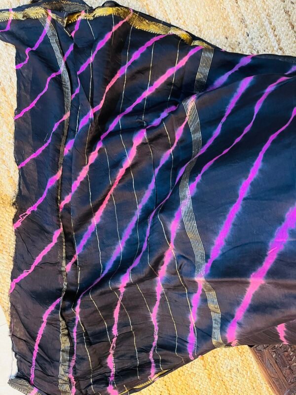IMG_7748.JPG Black and pink lehriya Chanderi Silk Cotton Bagru