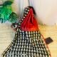 Red and Black Flower Handprint Bagru