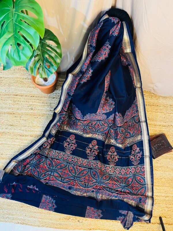 IMG_7776.JPG Mandala Print Blue Chanderi Silk Cotton Bagru