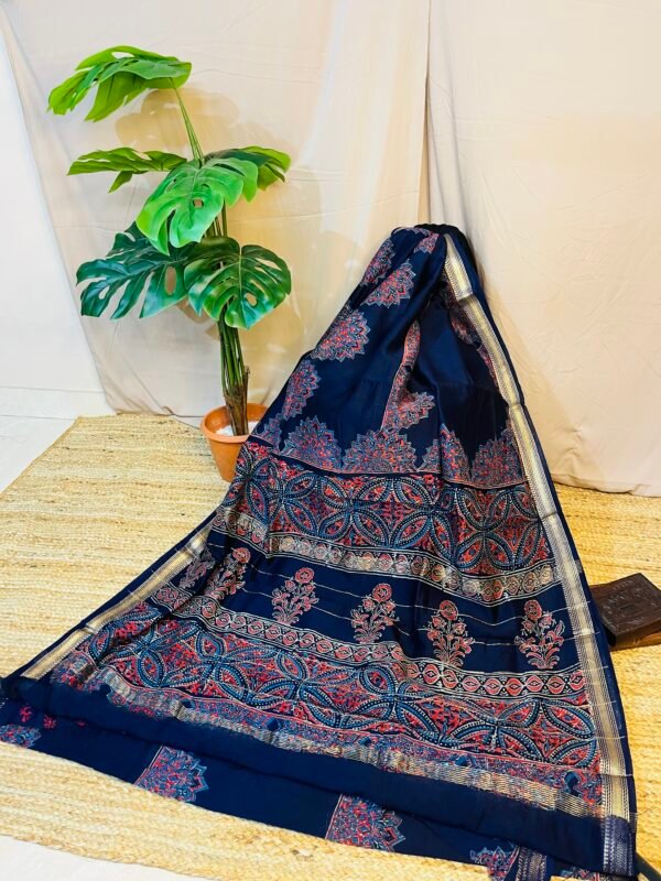 IMG_7780.JPG Mandala Print Blue Chanderi Silk Cotton Bagru