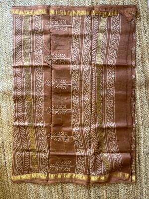 Brown Handprint Chanderi Silk Cotton