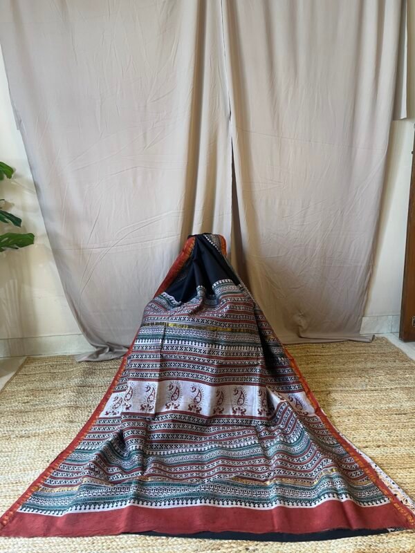 IMG_8399.JPG Hand-block printed Ajrakh-style Chanderi Cotton saree