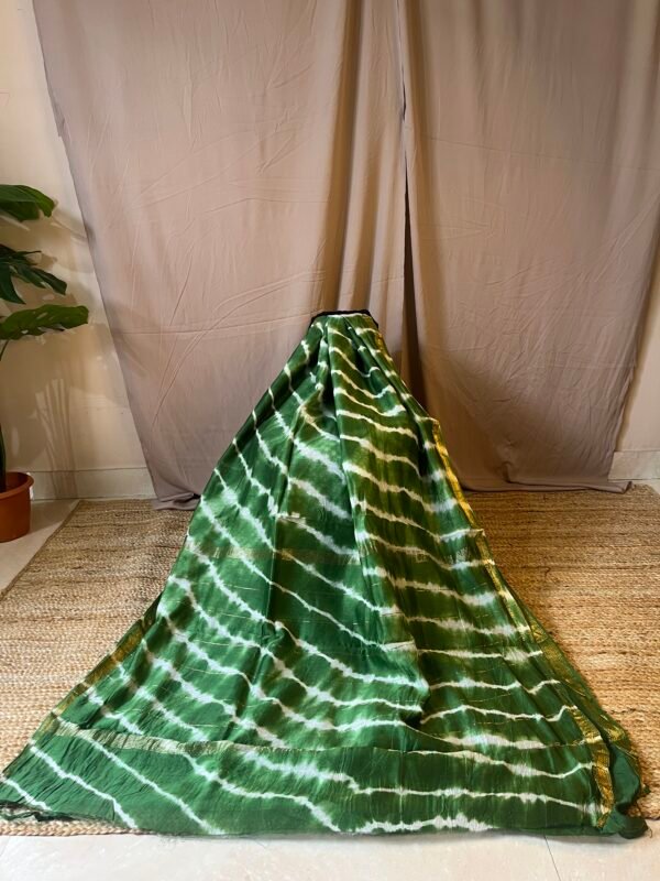 Green Shibori tie-dye Chanderi cotton saree