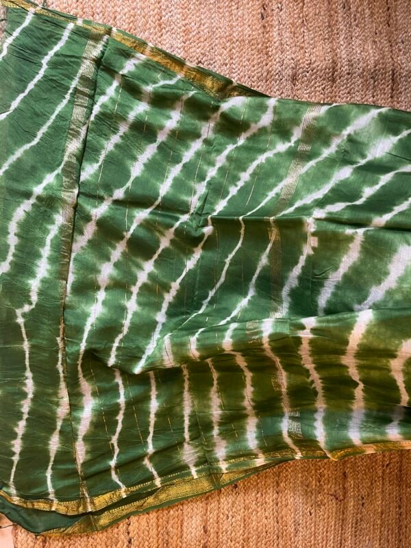 Green Shibori tie-dye Chanderi cotton saree