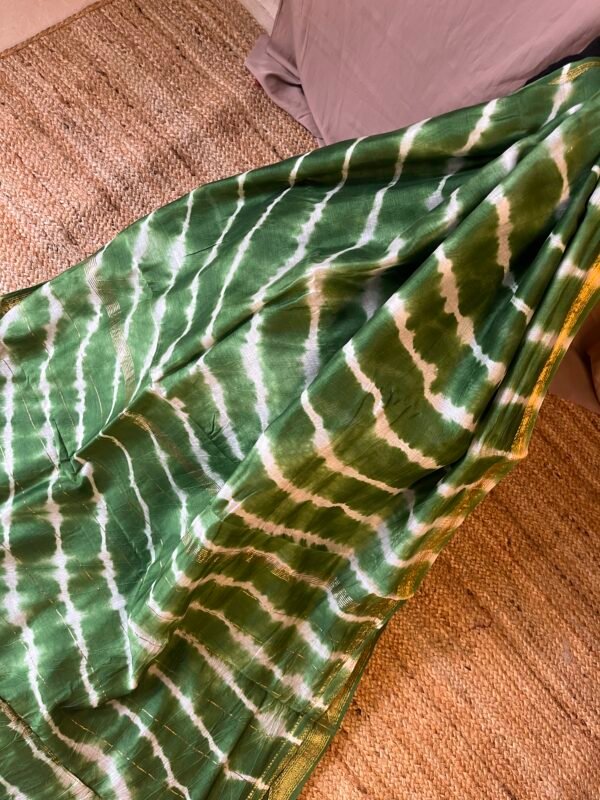 Green Shibori tie-dye Chanderi cotton saree