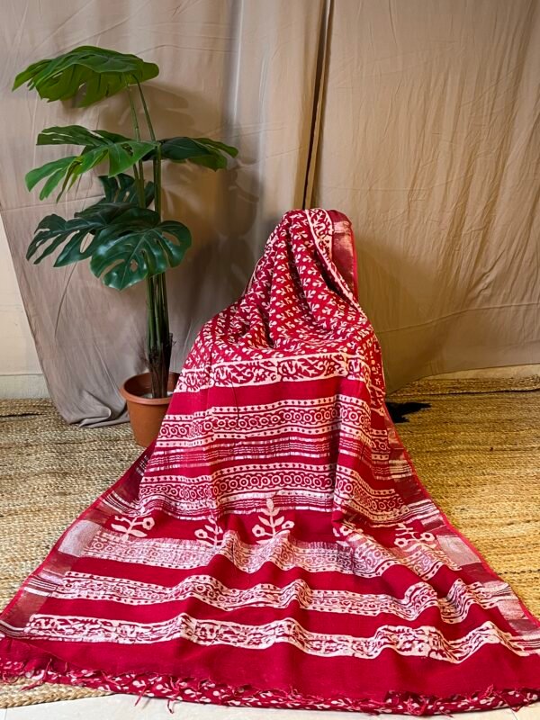 Linen cotton Hand Blockprint sarees Rangoli Collections